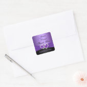 Sticker Mariage de Coeurs Joints Violet et Noir (Enveloppe)