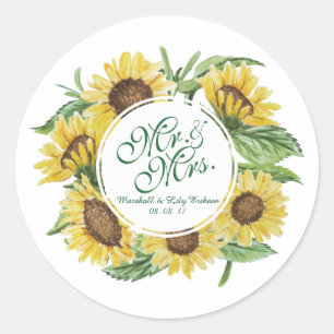 Sticker Mariage de couronne de tournesol personnal
