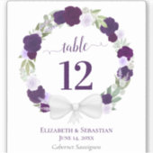 Sticker Mariage de couronnes de Boho pourpre Numéro de tab (Devant)