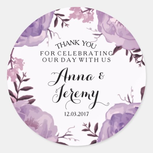 Sticker Mariage de couronnes florales violettes (Devant)