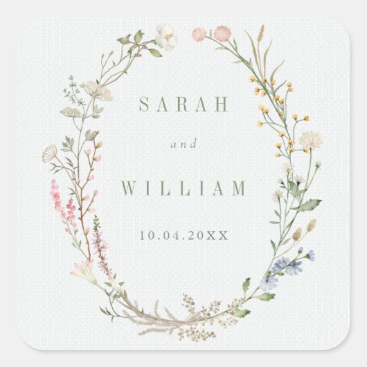 Sticker Mariage de fleurs de prairie romantique (Devant)