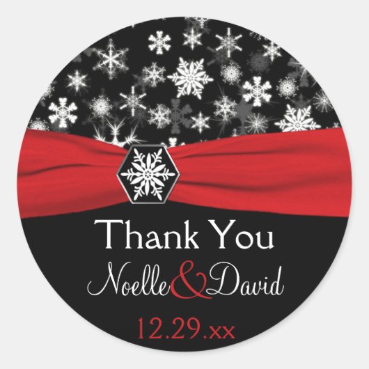 Sticker Mariage de flocons de neige noirs, blancs (Devant)