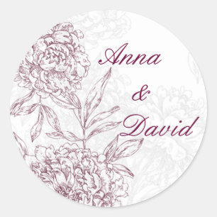 Sticker Mariage de la mariée Floral Vin Rouge