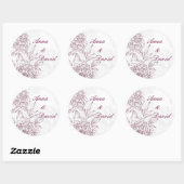 Sticker Mariage de la mariée Floral Vin Rouge (Feuille)