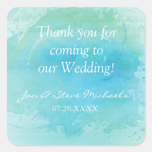 Sticker Mariage de mer Watercolor Beach Faveurs Ét (Devant)