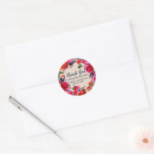 Sticker Mariage de Merci Floral Rouge personnalisé (Enveloppe)