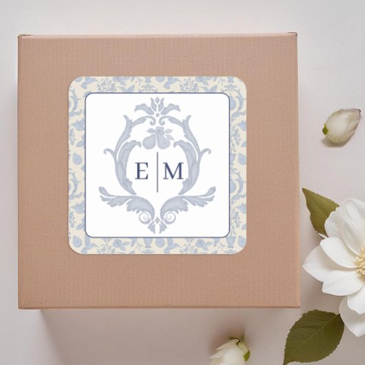 Sticker Mariage de monogramme couleur bleu