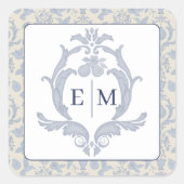 Sticker Mariage de monogramme couleur bleu (Devant)