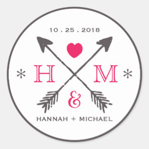 Sticker Mariage de Monogramme de Coeur et Flèche r