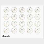 Sticker Mariage de monogramme de couronne d'or (Feuille)