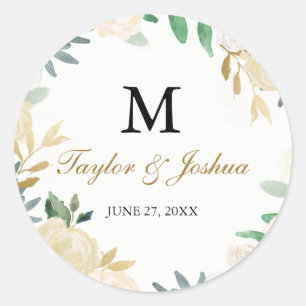 Sticker Mariage de monogramme de couronne d'or