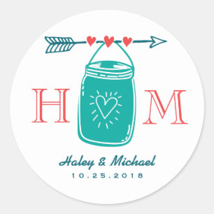 Sticker Mariage de monogramme de mason de coeur ru