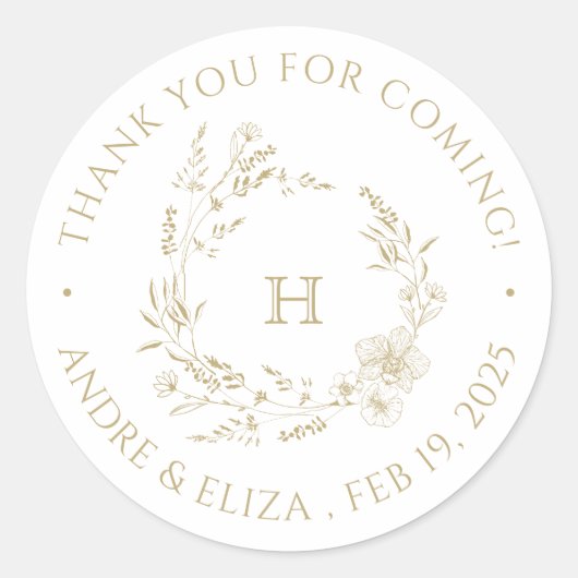 Sticker Mariage de Monogramme d'or botanique (Devant)