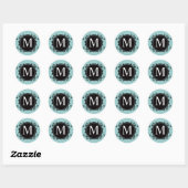 Sticker Mariage de Monogramme M noir bleu (Feuille)