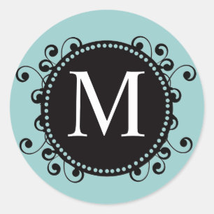 Sticker Mariage de Monogramme M noir bleu