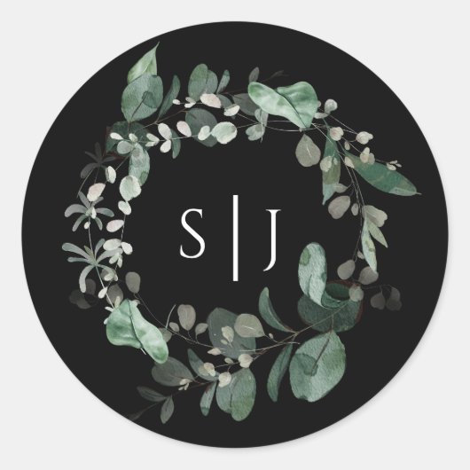 Sticker Mariage de Monogramme noir de verdure mode (Devant)