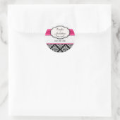 Sticker Mariage de monogramme noir et blanc Damask (Sac)