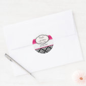Sticker Mariage de monogramme noir et blanc Damask (Enveloppe)