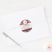 Sticker Mariage de monogramme noir et rouge Damask (Enveloppe)