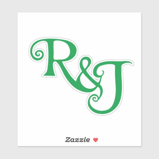 Sticker Mariage de monogramme R&J (Feuille)