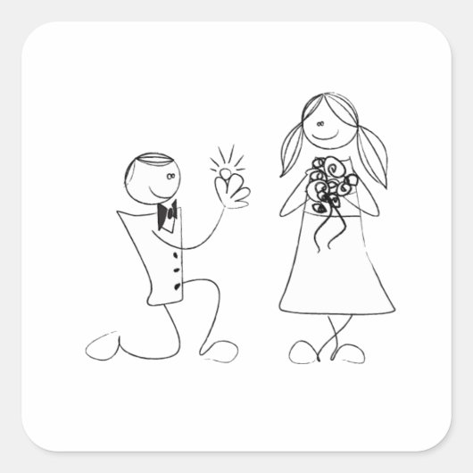 Sticker Mariage de proposition de genou plié (Devant)