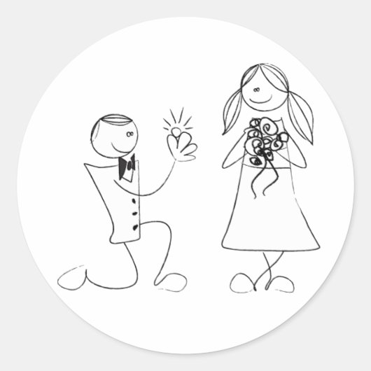 Sticker Mariage de proposition de genou plié (Devant)
