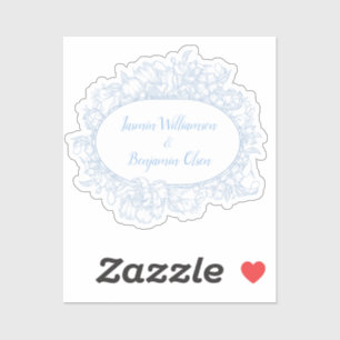Sticker Mariage de réception élégant bleu floral Open Hous