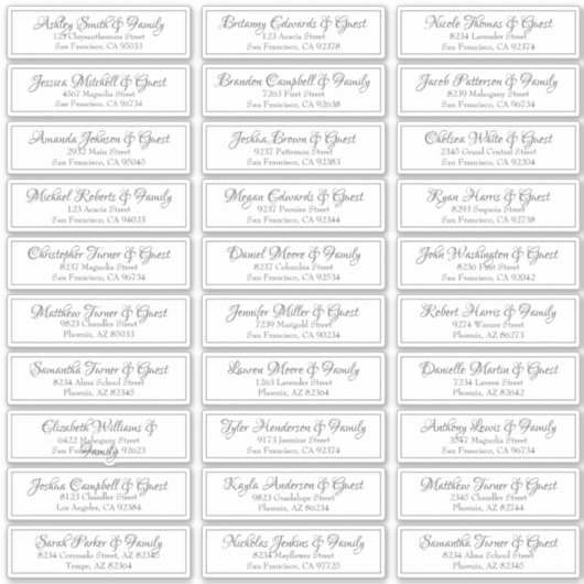 Sticker Mariage de script cursif moderne Adresse (Devant)