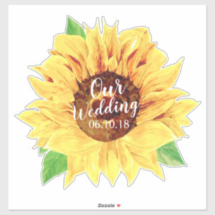 Sticker Mariage de tournesol jaune Aquarelle Kiss-Cut