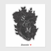 Sticker Mariage de Vampire de Fleur Gothique du Coeur Noir (Feuille)