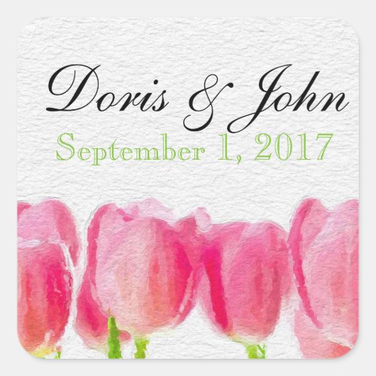 Sticker Mariage d'enveloppe de tulipe rose personn (Devant)