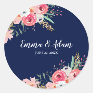 Sticker Mariage d'enveloppe Eucalyptus Marine Bleu
