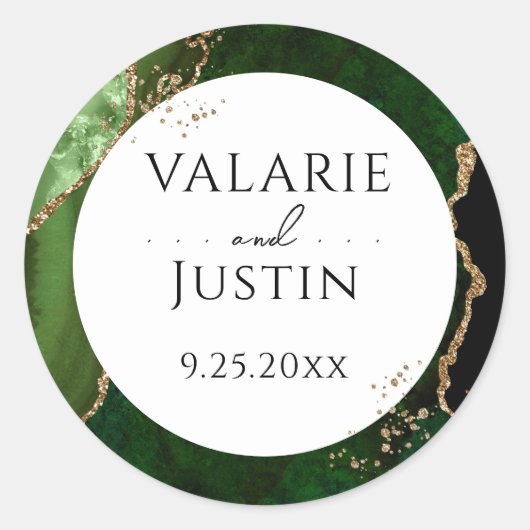 Sticker Mariage Elegant Green Agate Gold Parties s (Devant)