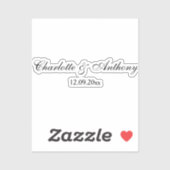Sticker Mariage Élégant Script Creative Black White (Feuille)