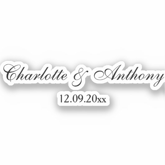 Sticker Mariage Élégant Script Creative Black White (Recto)