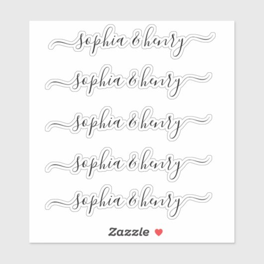 Sticker Mariage Élégant Script moderne Couple Names (Feuille)