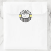 Sticker Mariage en bande Damas noir et jaune (Sac)