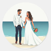 Sticker Mariage en bord de plage (Devant)
