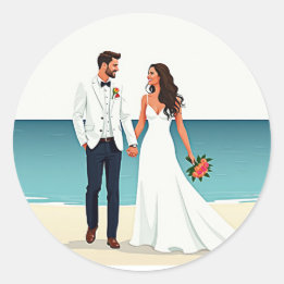 Sticker Mariage en bord de plage