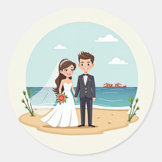 Sticker Mariage en bord de plage (Devant)