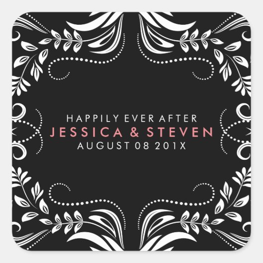 Sticker Mariage en dentelle noire et blanche (Devant)