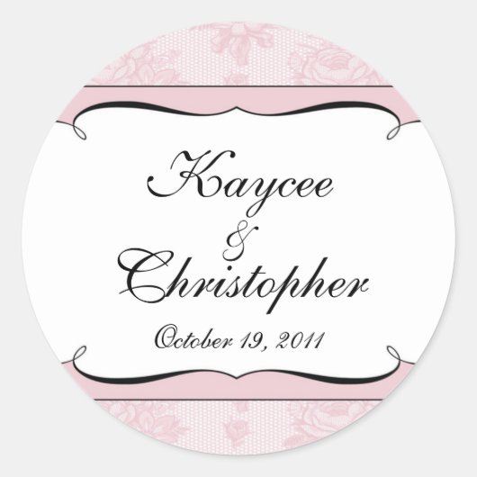 Sticker Mariage en dentelle rose et blanc (Devant)