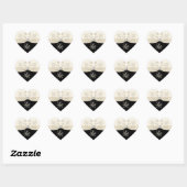 Sticker Mariage en forme de coeur noir et ivoire (Feuille)