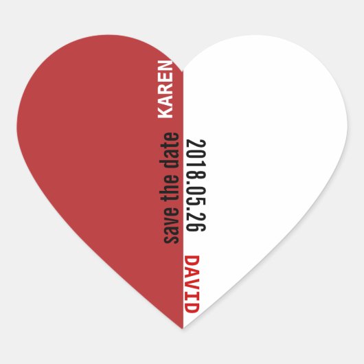 Sticker Mariage en forme de coeur rouge-blanc (Devant)