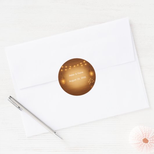 Sticker Mariage en Jar Mason Rustique avec lumière (Enveloppe)