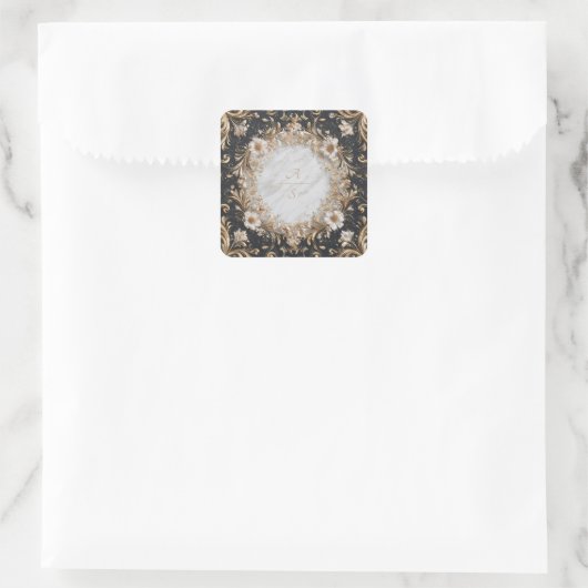 Sticker Mariage en marbre noir et or (Sac)