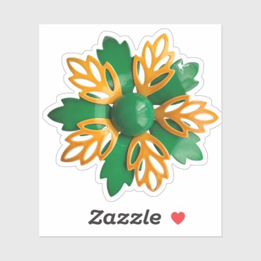 Sticker Mariage Fleur Orange Vert Fleur Funky (Feuille)