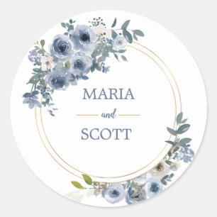 Sticker Mariage floral bleu-blanc Dusty