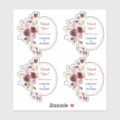 Sticker Mariage Floral de la marine de Bourgogne Contour (Feuille)