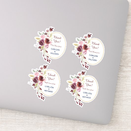 Sticker Mariage Floral de la marine de Bourgogne Contour (Détail)